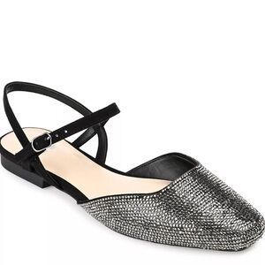 Journee Collection Black and Silver Sparkle Flats. Size 11M. New in Box.